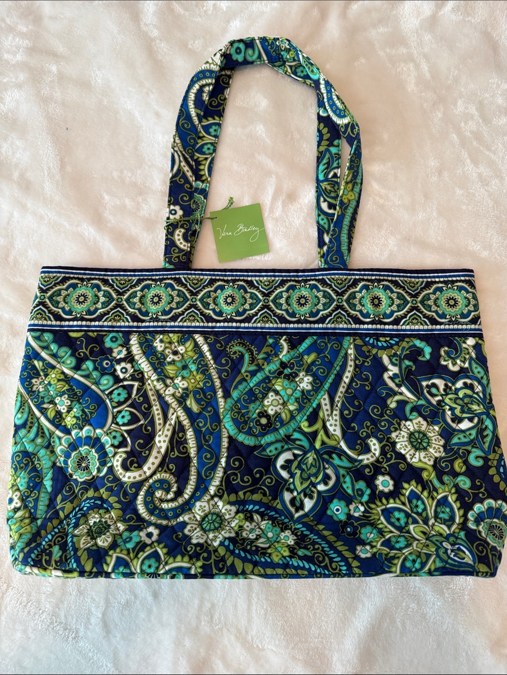 Vera Bradley Navy and Teal Paisley Quilted Tote